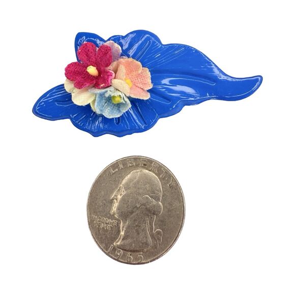 Blue Flower Bouquet Statement Earrings 2.5" Floral Spray Spring Summer - Picture 6 of 7